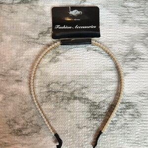 Faux Double Stranded Peal Beaded Head Band